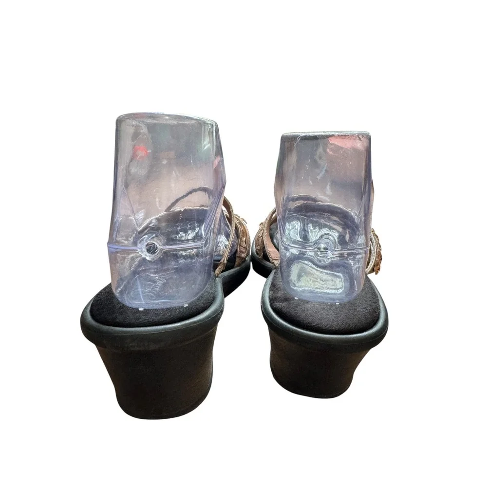 Skechers Wedge Sandals Womens 9 Rose Gold Excellent Rhinestone Strappy Slide